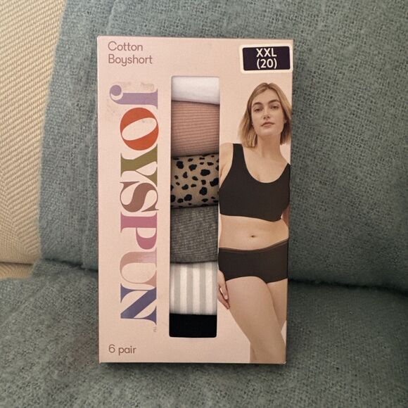 Joyspun 6 Pair Cotton Boyshort‎ Underwear -- Size XXL ( 20 ) - Picture 1 of 4